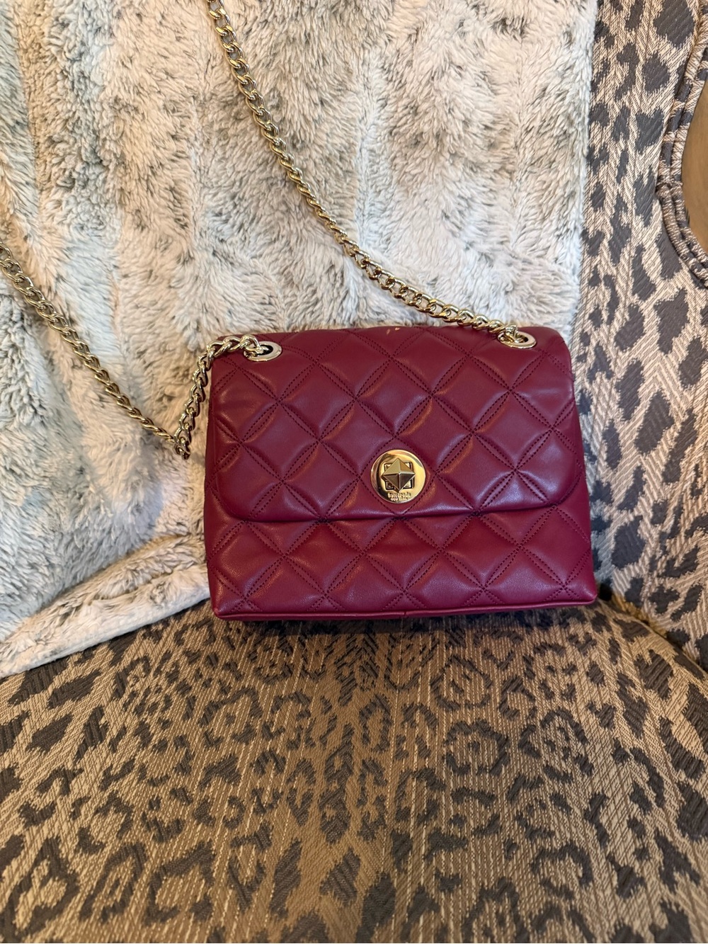 Kate Spade Quilted Chain-Handle Shoulder Bag in Burgundy